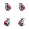 Service Caster 5 Inch Red Poly on Cast Iron Swivel Caster Set with Ball Bearings 2 Brakes SCC SCC-30CS520-PUB-RS-2-TLB-2 - alternate 1